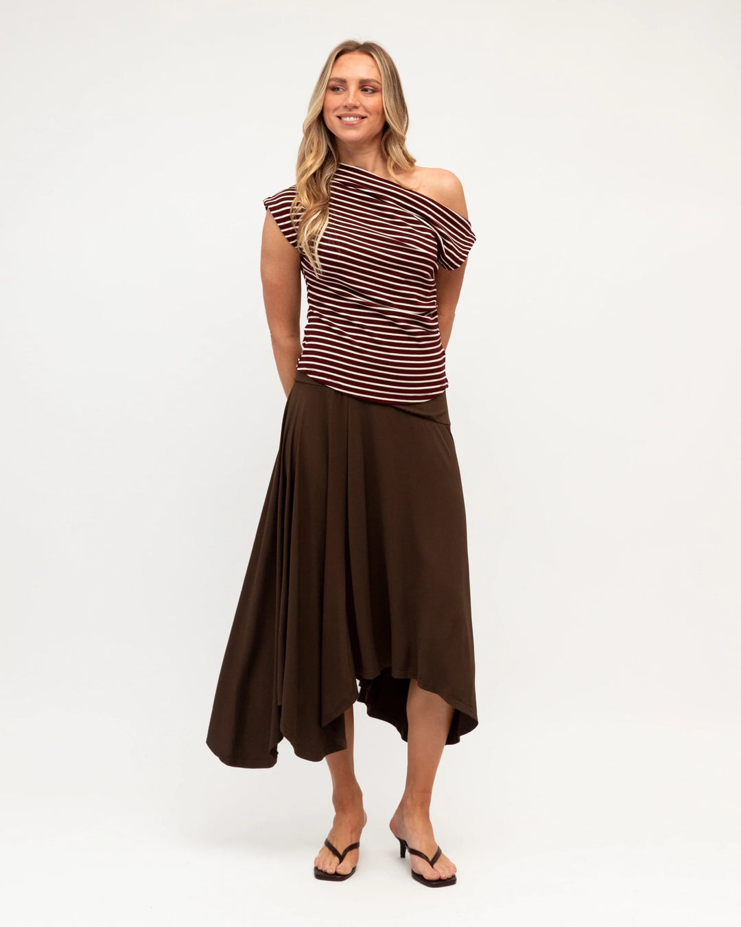 Ebby and I Casa Jersey Top - Chocolate Stripe - photo 2 of 4