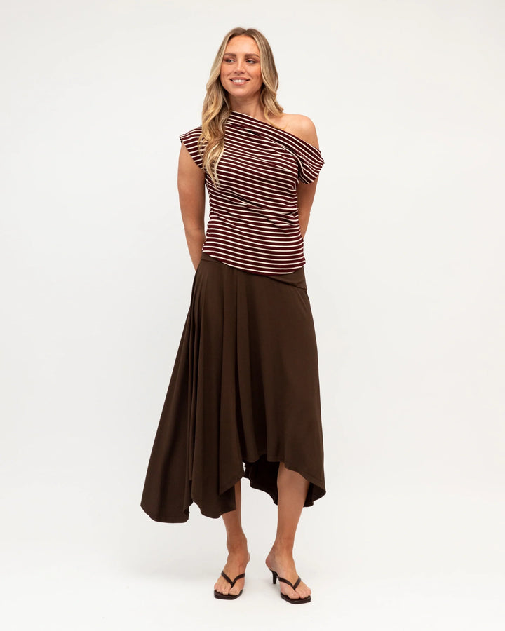 Ebby and I Casa Jersey Top - Chocolate Stripe - photo 2 of 4