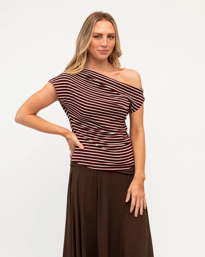 Ebby and I Casa Jersey Top - Chocolate Stripe - photo 3 of 4