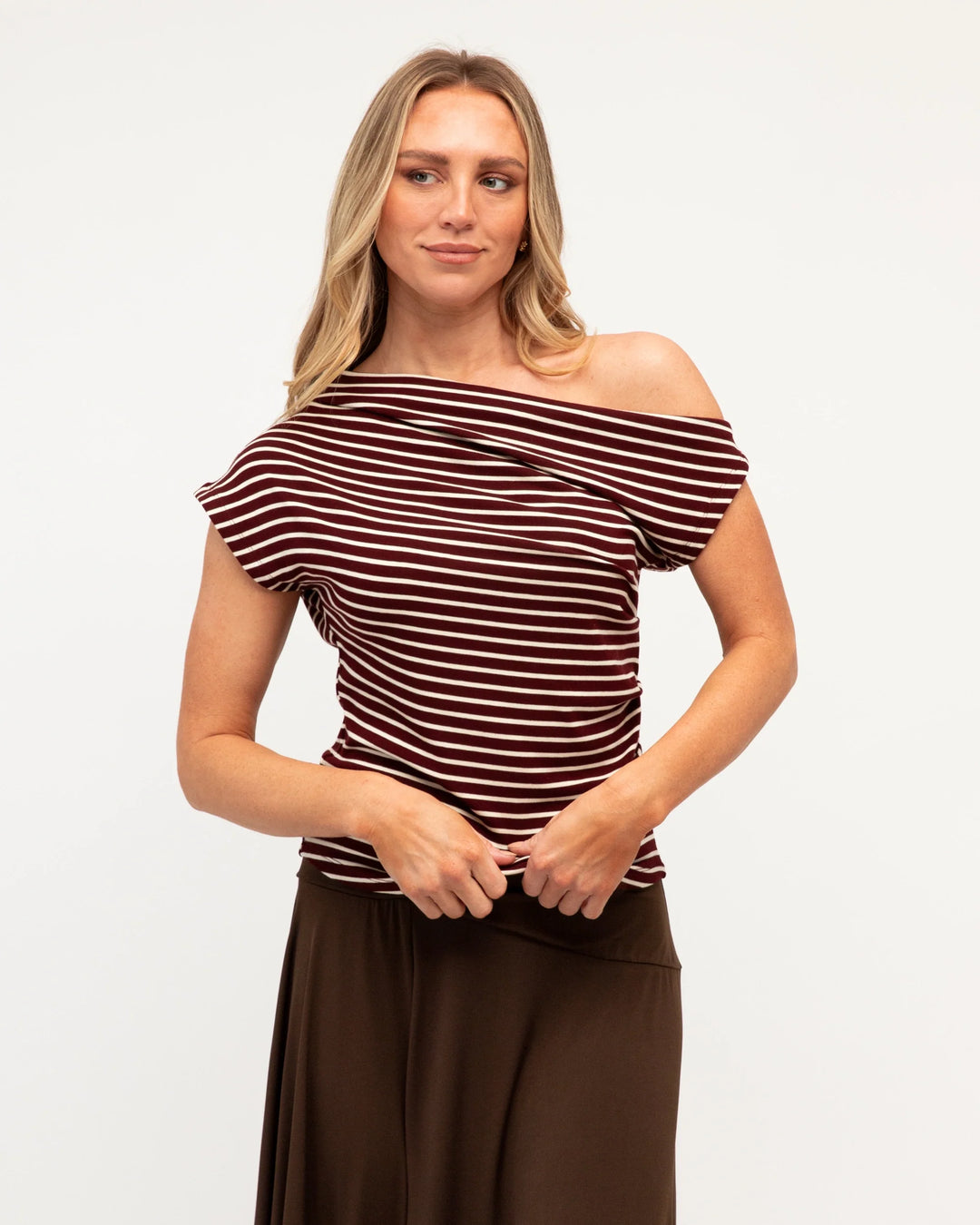 Ebby and I Casa Jersey Top - Chocolate Stripe - photo 1 of 4