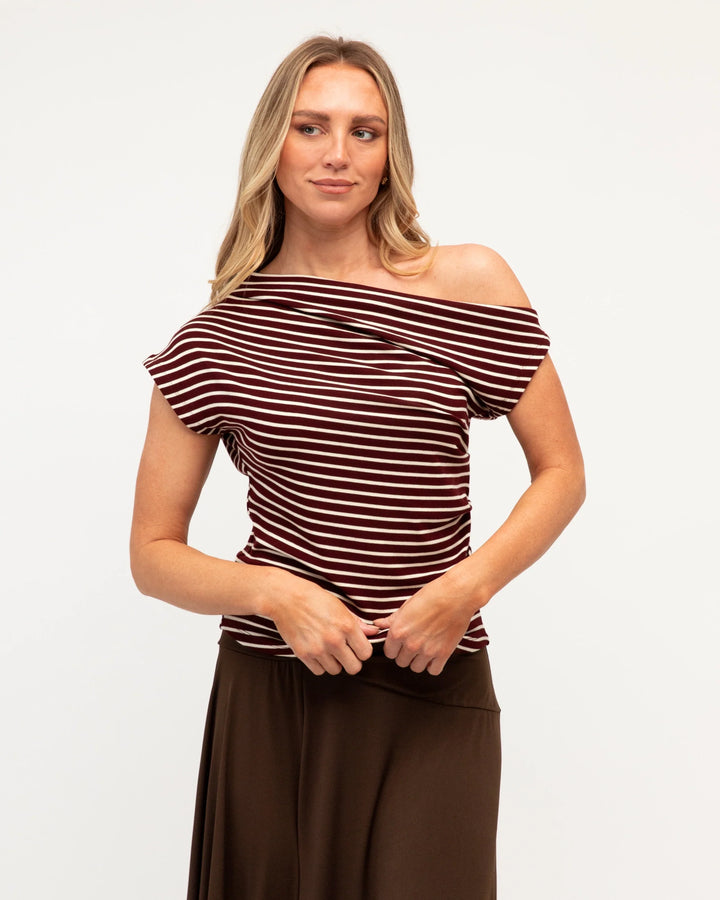 Ebby and I Casa Jersey Top - Chocolate Stripe - photo 1 of 4