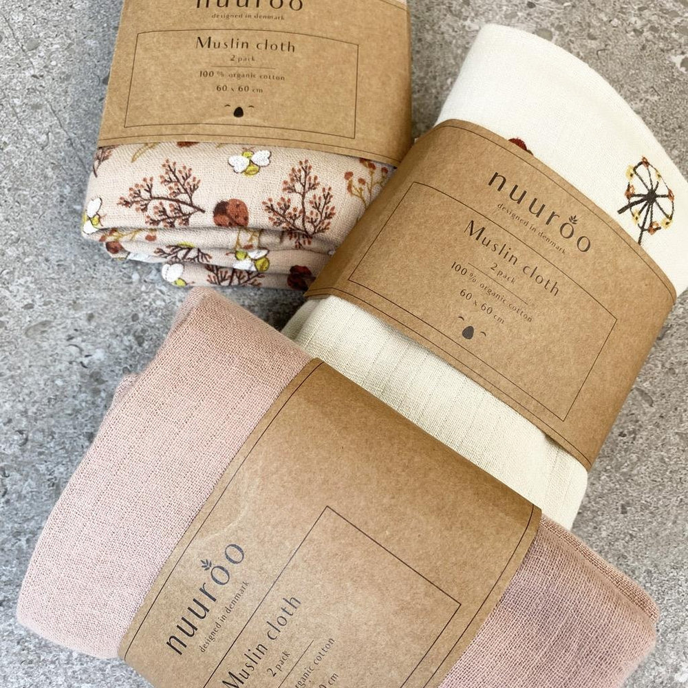 Nuuroo - Bao Muslin Cloth 2 Pack - Mahogany / Rose