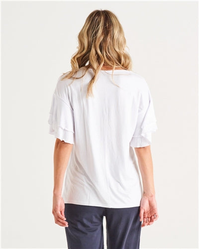Betty Basics - Ripon Top Frill Sleeve - Wht