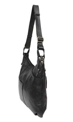 Modapelle - Vintage Leather Large Cross Body Bag - Black