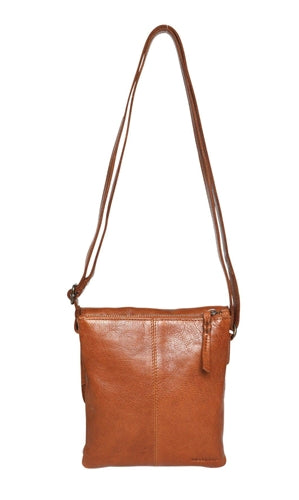 Modapelle - Leather Cross Body with Card Compartment - Tan