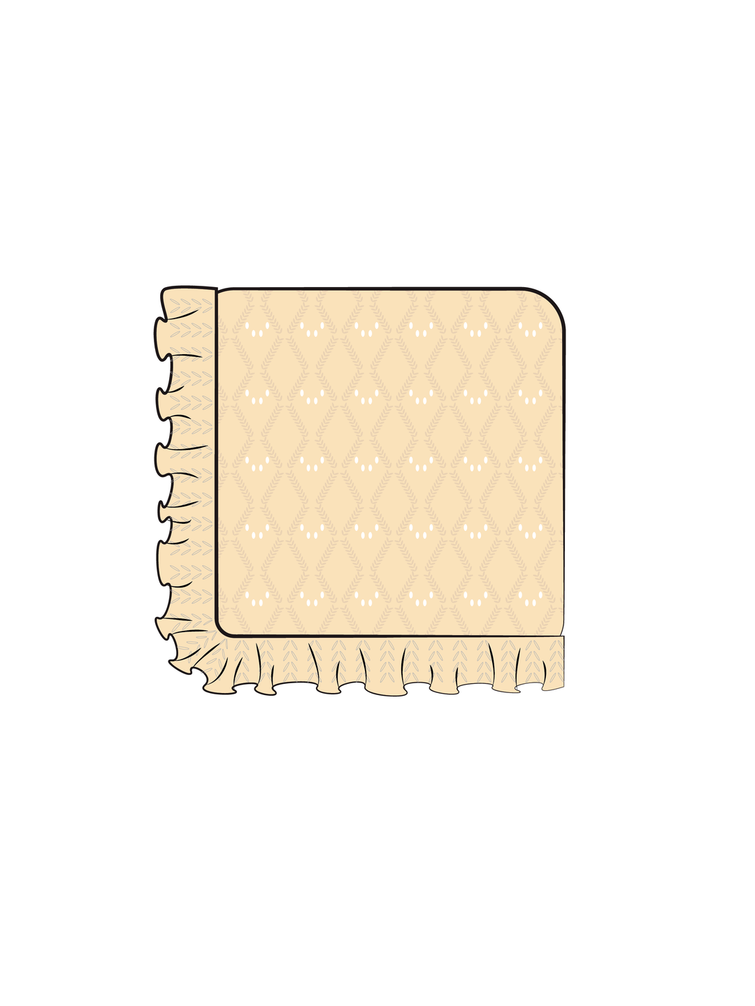Illustration of the Freckles Mila Pointelle Frill Blanket in Butter