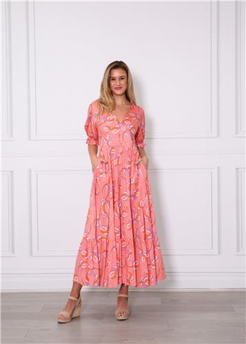 Leoni Mia Dress - Peach Floral
