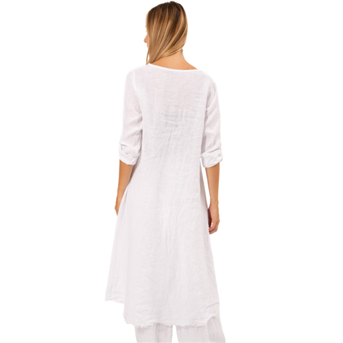 Vera May - Italian Linen Raw Edged Tunic - White