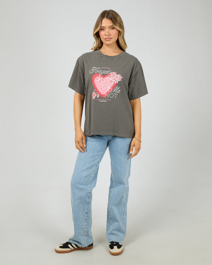 All About Eve FORGET ME NOT BOX TEE in CHARCOAL