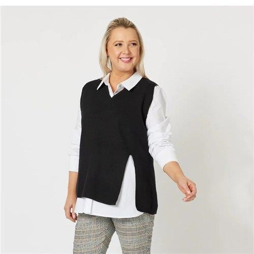 Threadz - Vicky Side Split Vest - Black