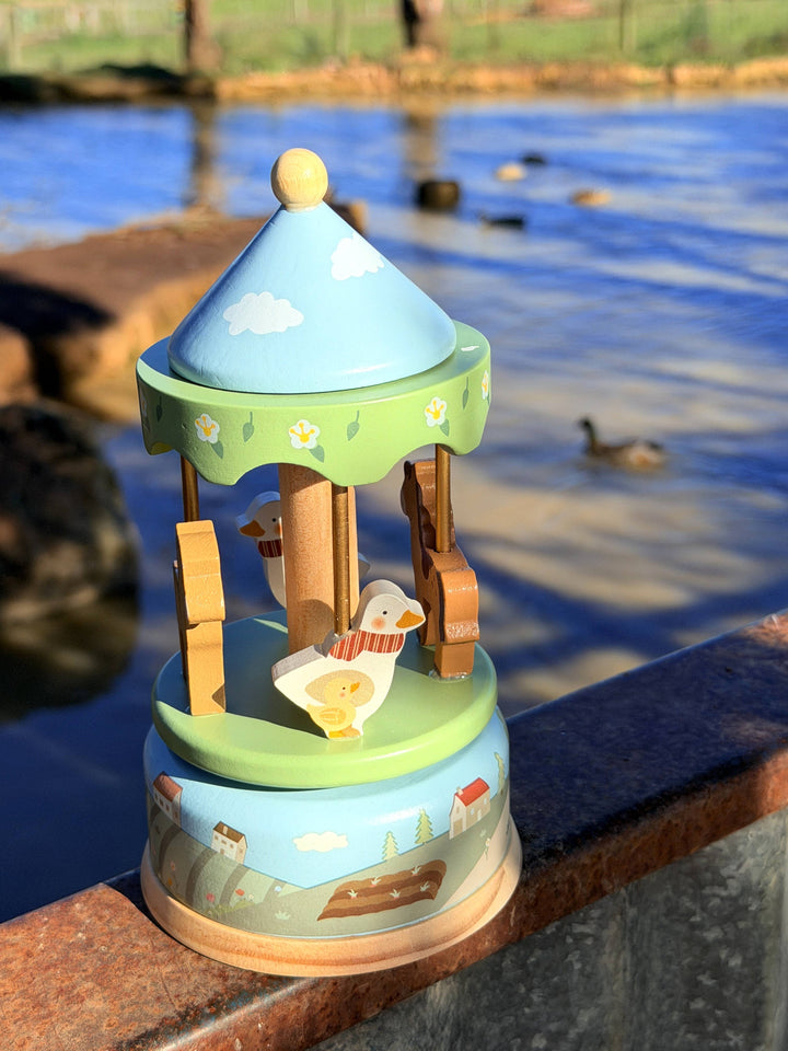 ToysLink Onya Kids Wooden Farm Carousel Music Box
