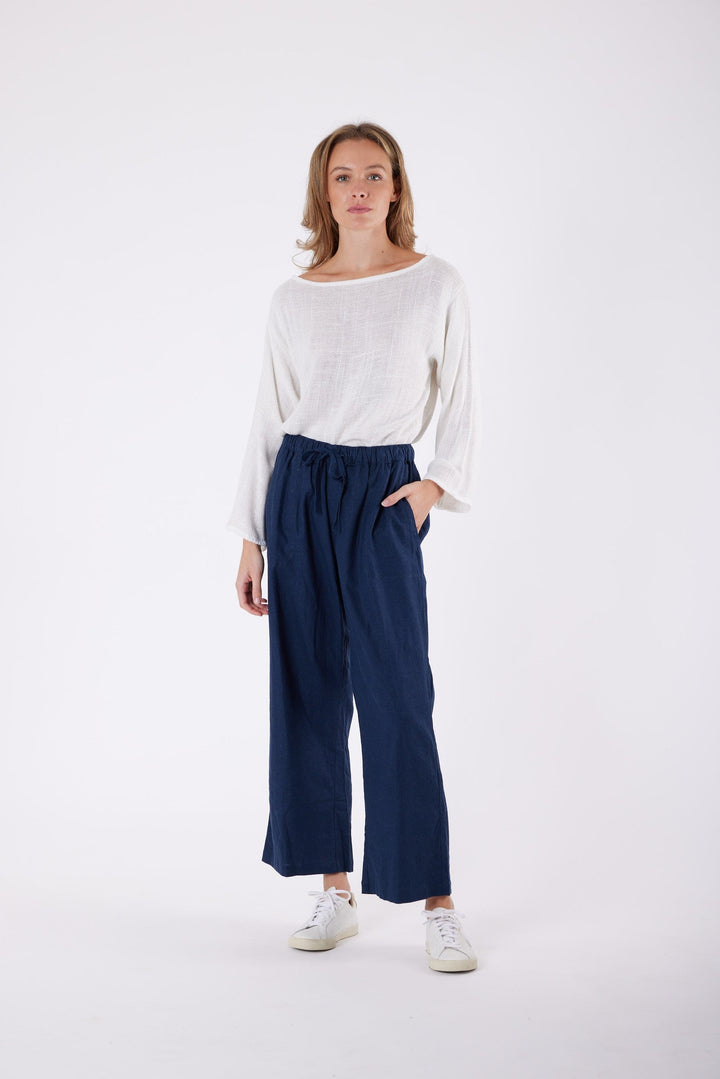 Carbon Isla Linen Pant - Navy