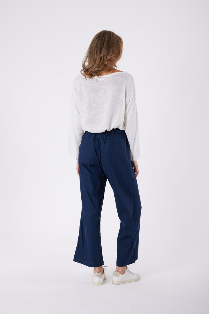 Carbon Isla Linen Pant - Navy