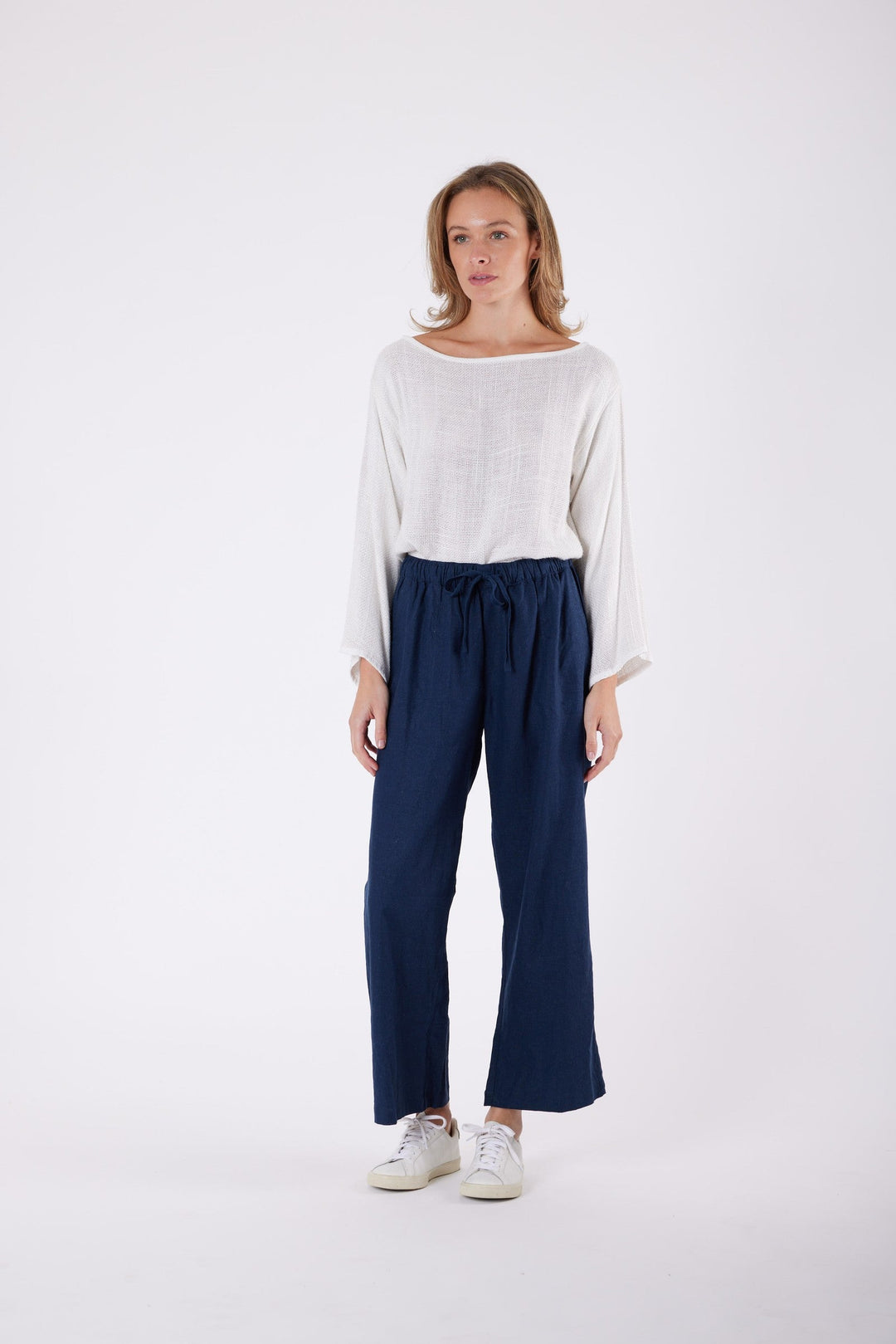 Carbon Isla Linen Pant - Navy