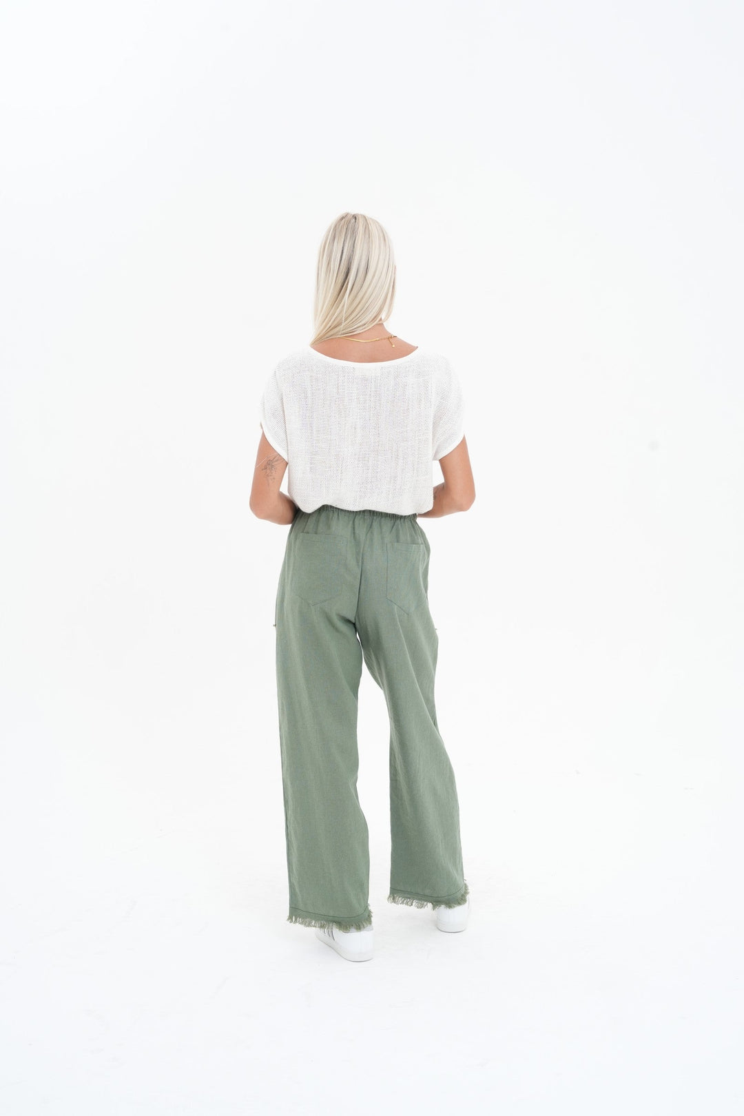 Carbon The Label - Joshua Frayed Linen Pant - Sealeaf Green