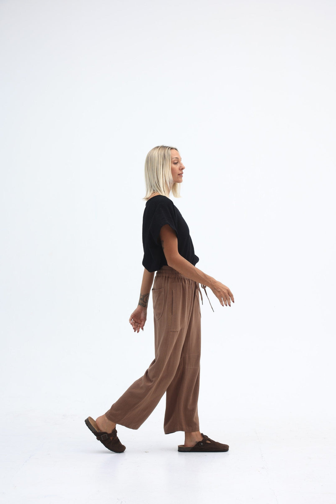 Carbon Luca Slouch Linen Pant - Mocca