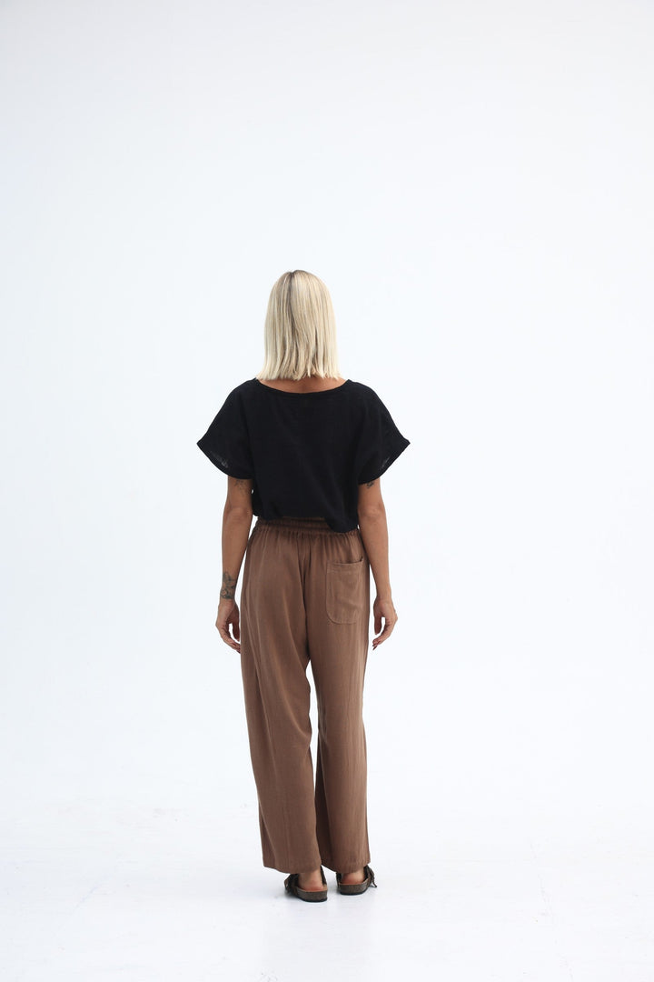 Carbon Luca Slouch Linen Pant - Mocca