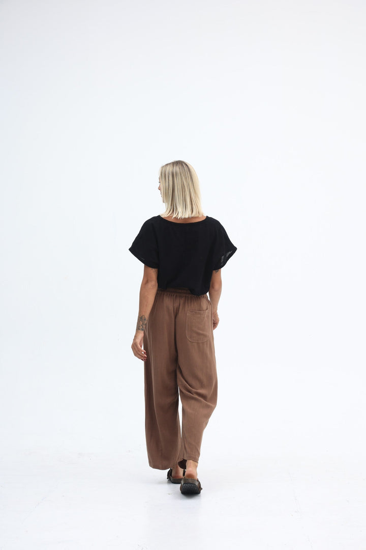 Carbon Luca Slouch Linen Pant - Mocca