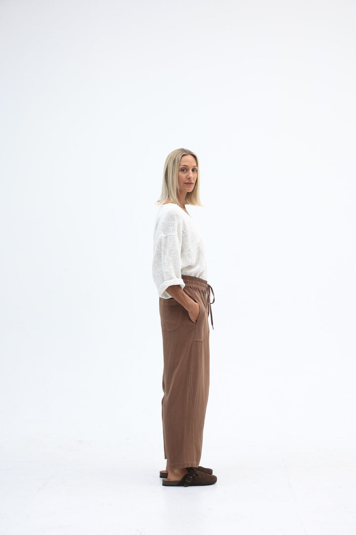Carbon Luca Slouch Linen Pant - Mocca