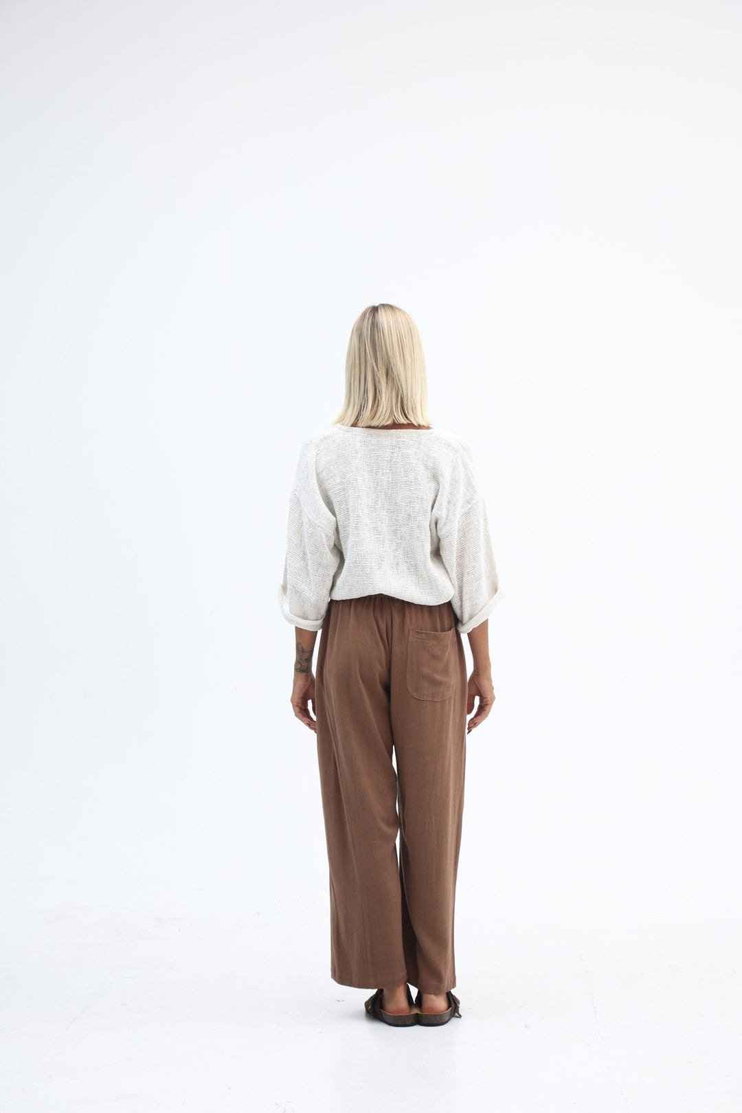 Carbon Luca Slouch Linen Pant - Mocca