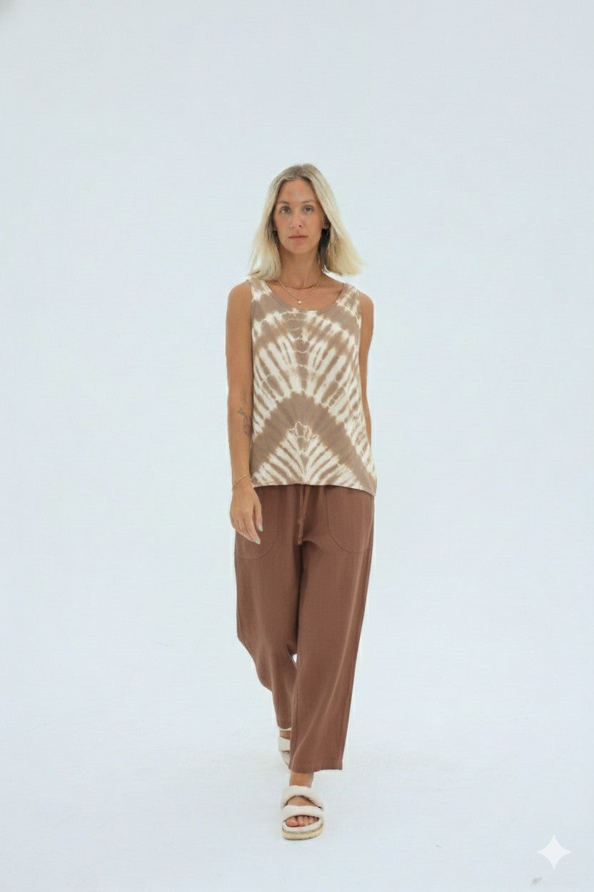 Carbon Luca Slouch Linen Pant - Mocca