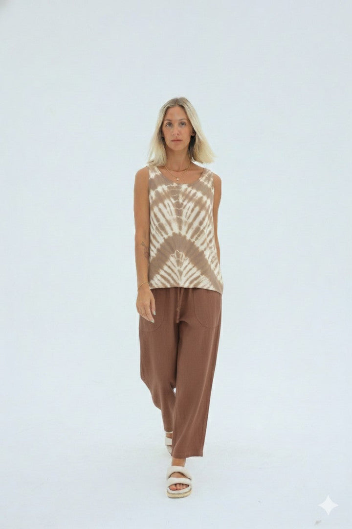 Carbon Luca Slouch Linen Pant - Mocca