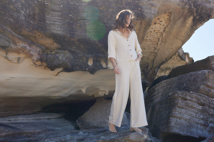 Carbon The Label - Navada Cropped Linen Shirt - Natural