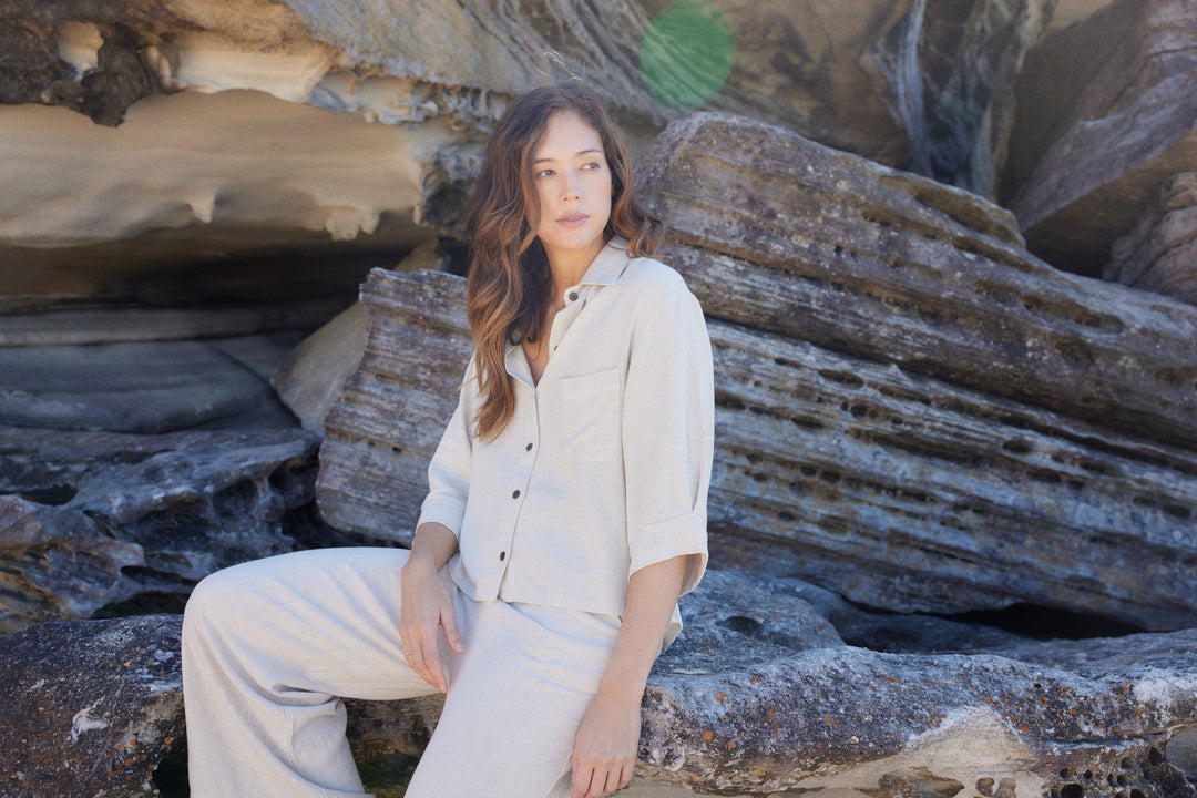 Carbon The Label - Navada Cropped Linen Shirt - Natural