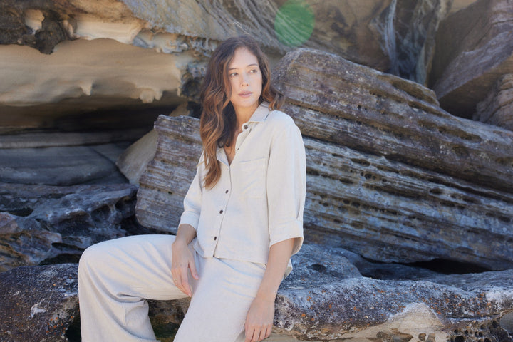 Carbon The Label - Navada Cropped Linen Shirt - Natural