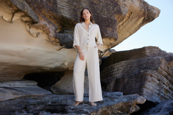 Carbon The Label - Navada Cropped Linen Shirt - Natural