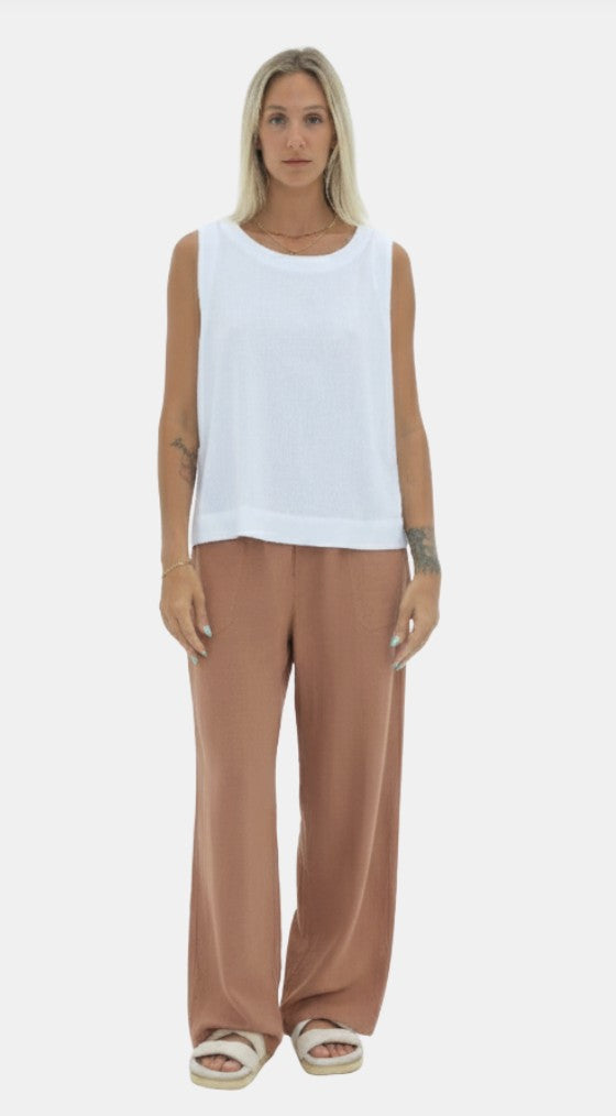 Carbon Navada Linen Tank - White