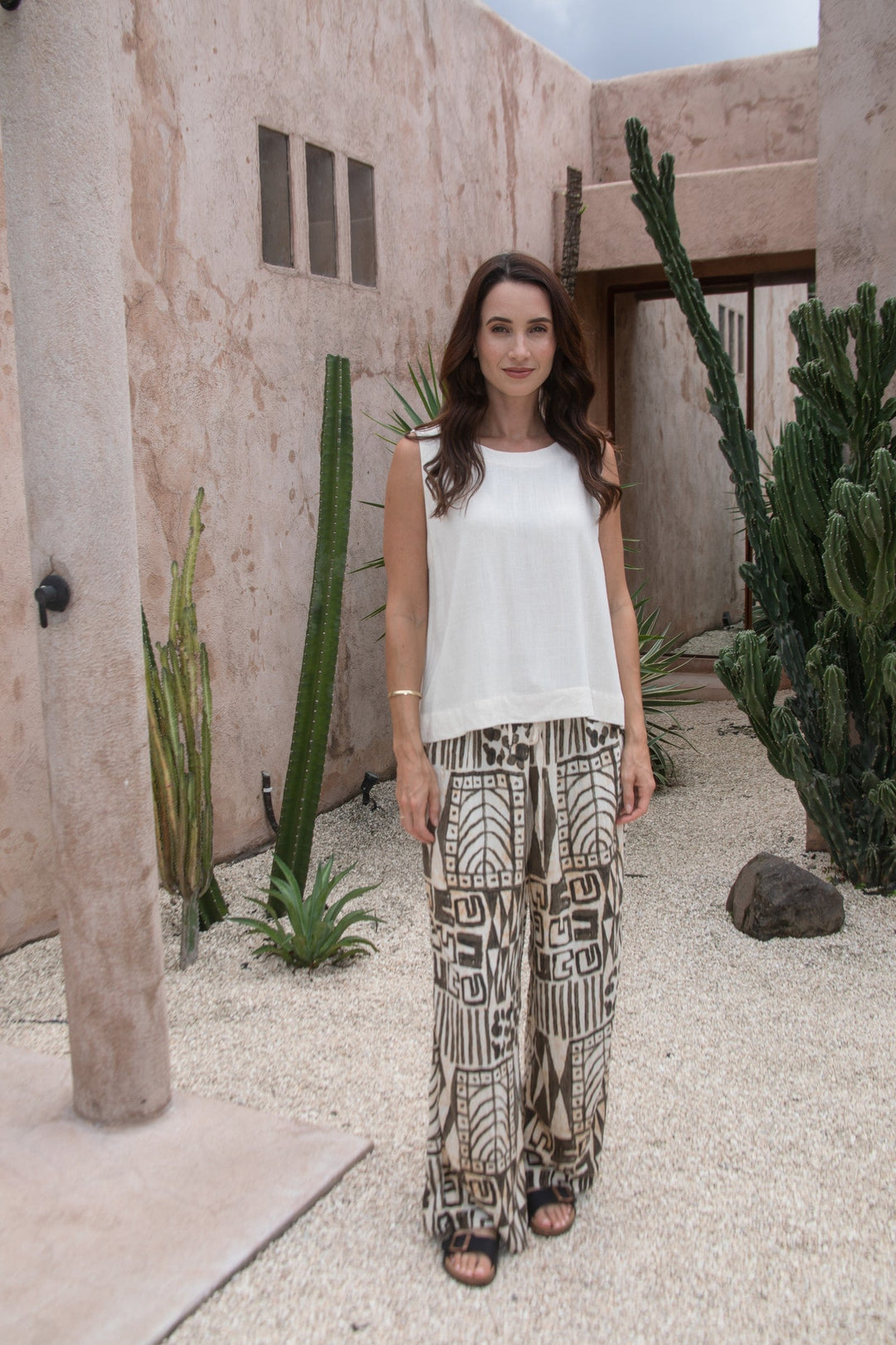 Carbon Navada Linen Tank - White