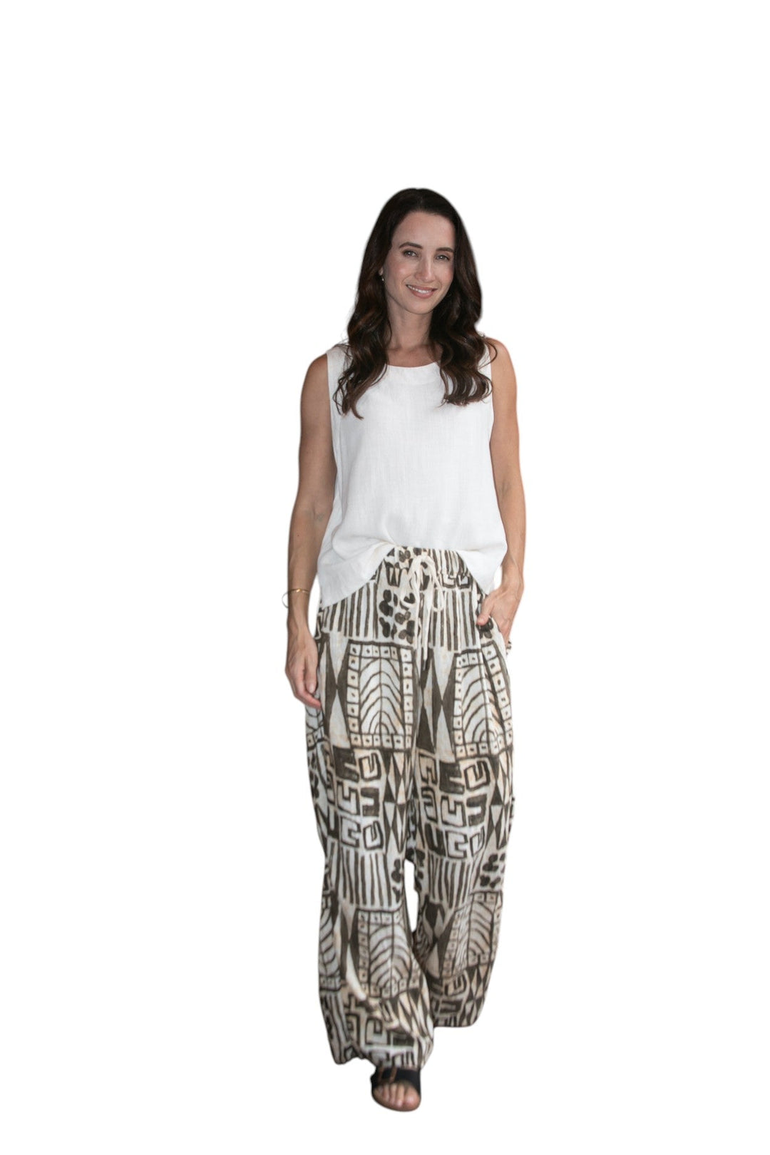 Carbon Navada Linen Tank - White