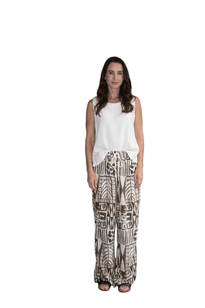 Carbon Navada Linen Tank - White