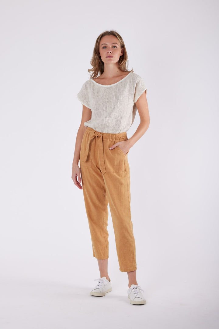 Carbon Tuscan Linen Pant - Tan Stonewash