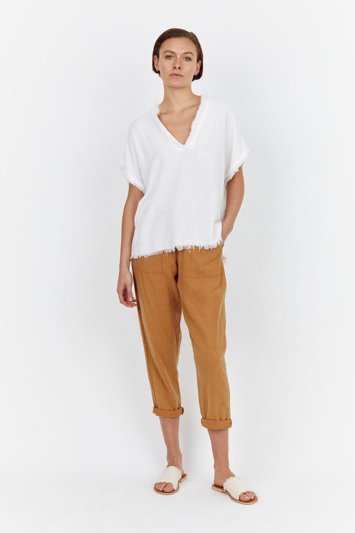 Carbon Tuscan Linen Pant - Tan Stonewash