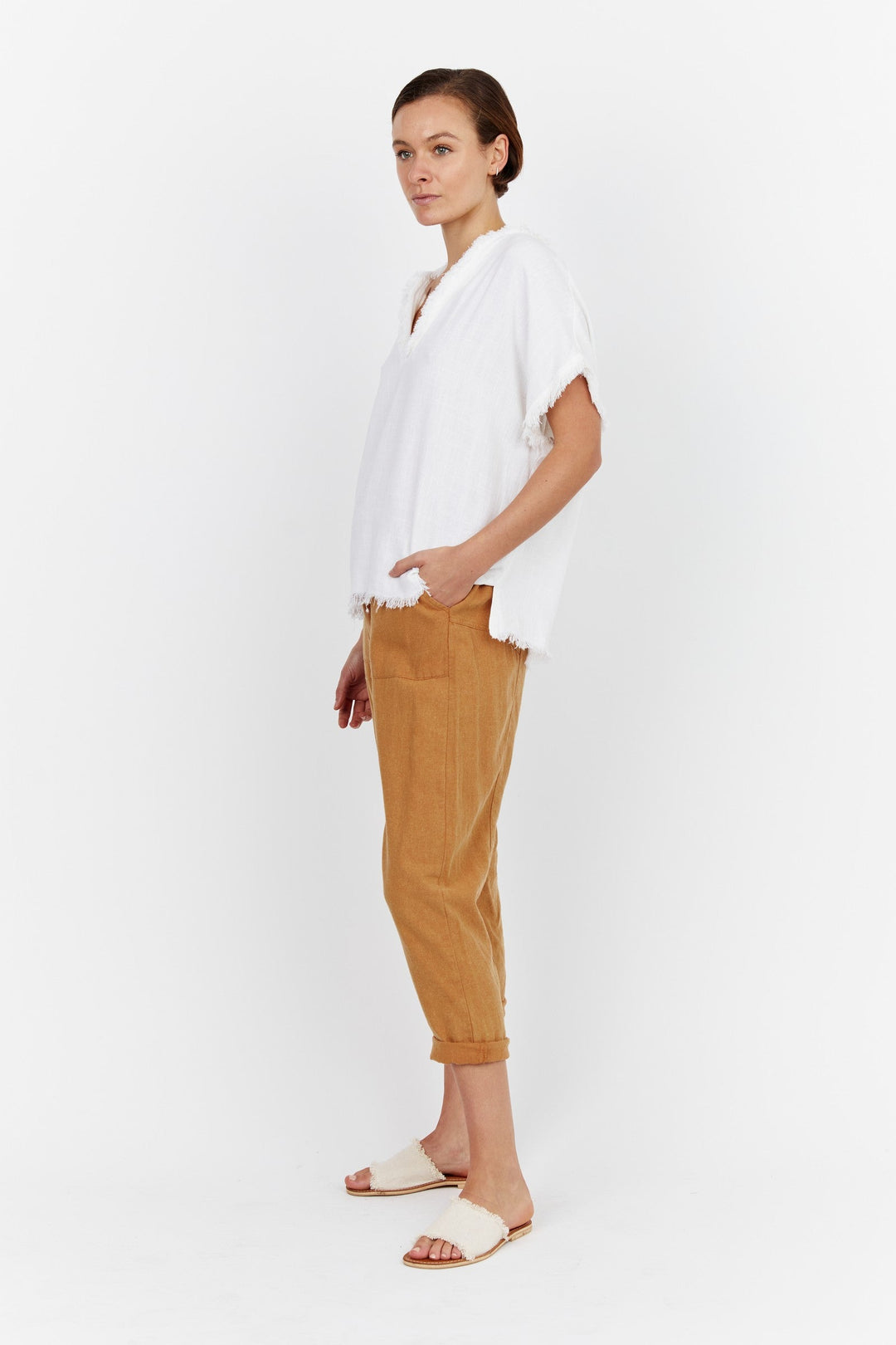 Carbon Tuscan Linen Pant - Tan Stonewash