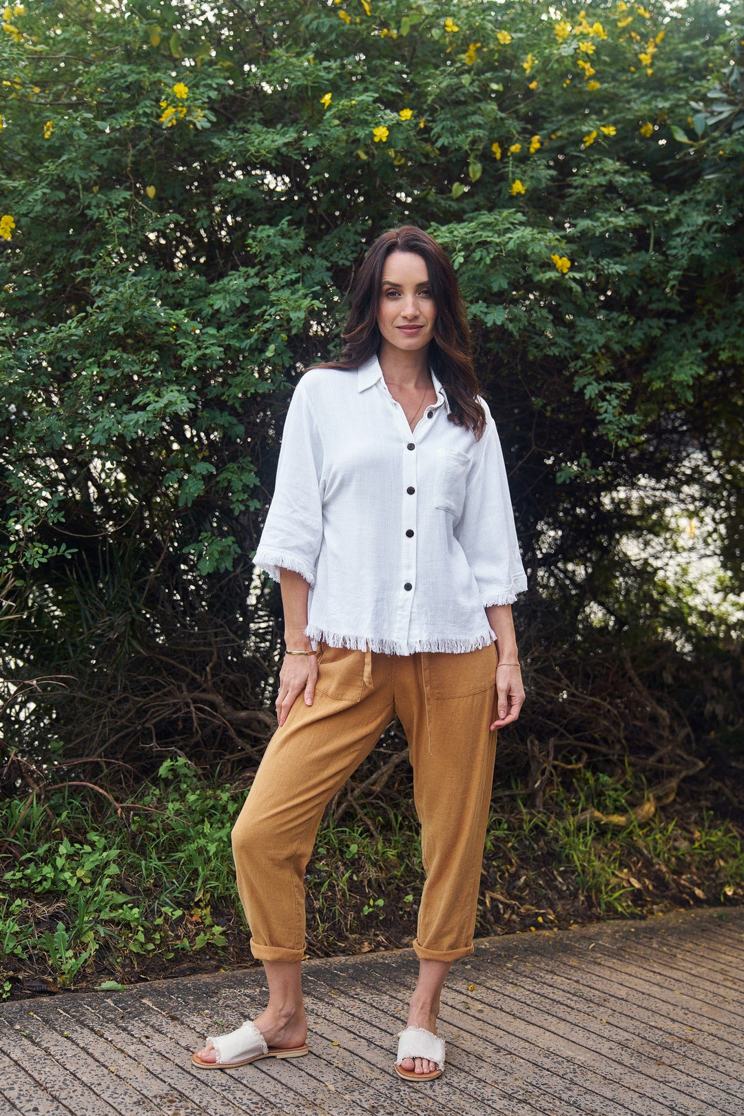 Carbon Tuscan Linen Pant - Tan Stonewash
