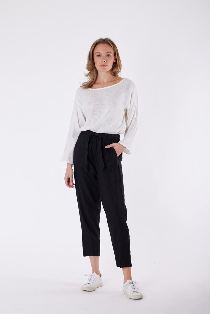 Carbon Tuscan Linen Pant - Black