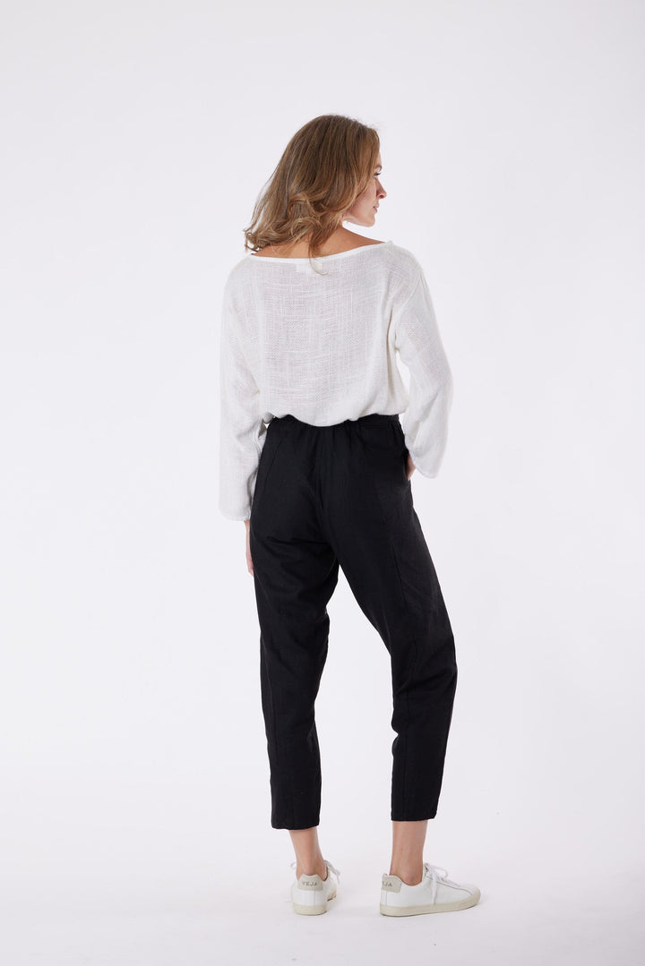 Carbon Tuscan Linen Pant - Black