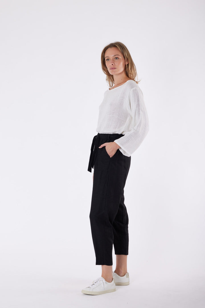 Carbon Tuscan Linen Pant - Black