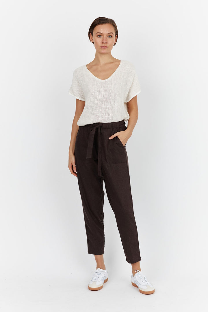 Carbon The Label - Tuscan Linen Pant - Chocolate