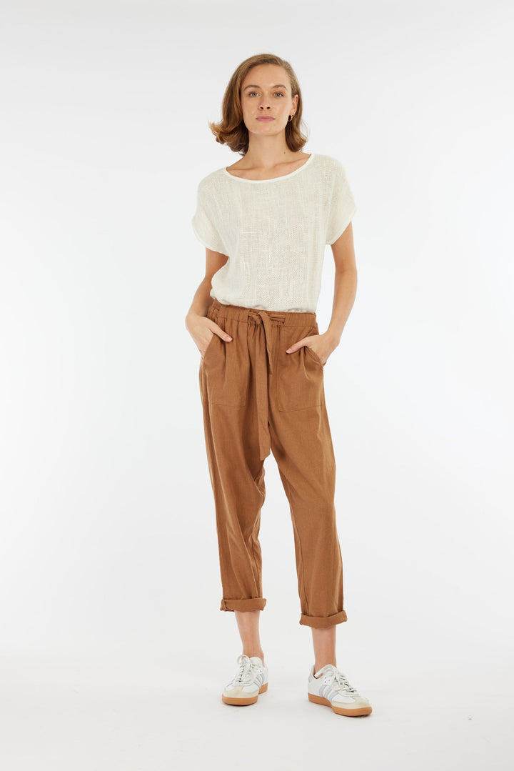 Carbon Tuscan Linen Pant - Toffee