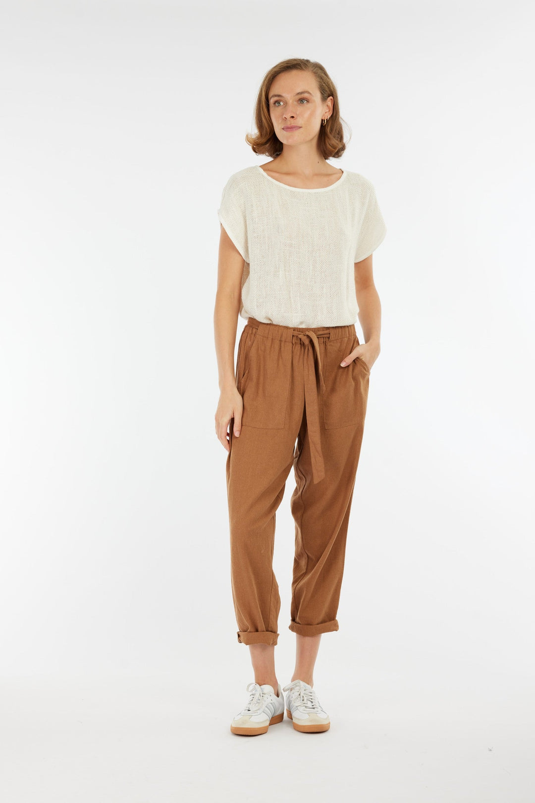 Carbon Tuscan Linen Pant - Toffee
