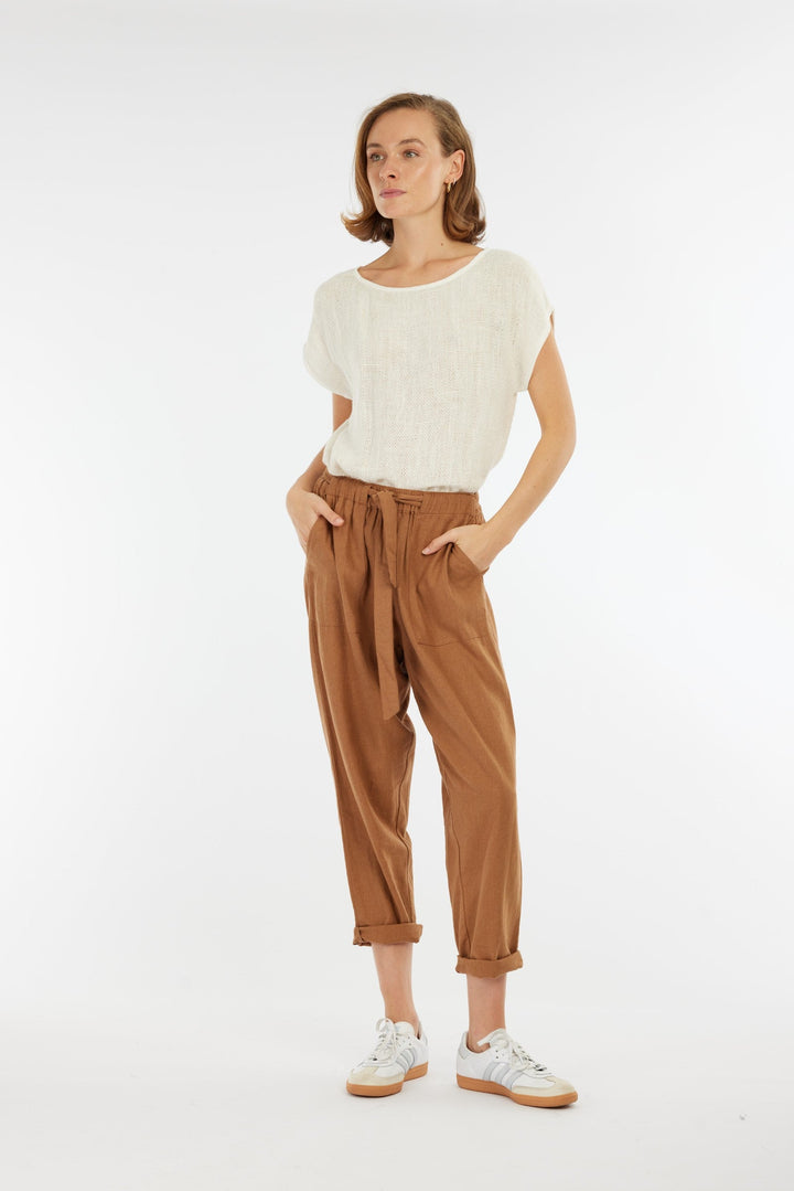 Carbon Tuscan Linen Pant - Toffee
