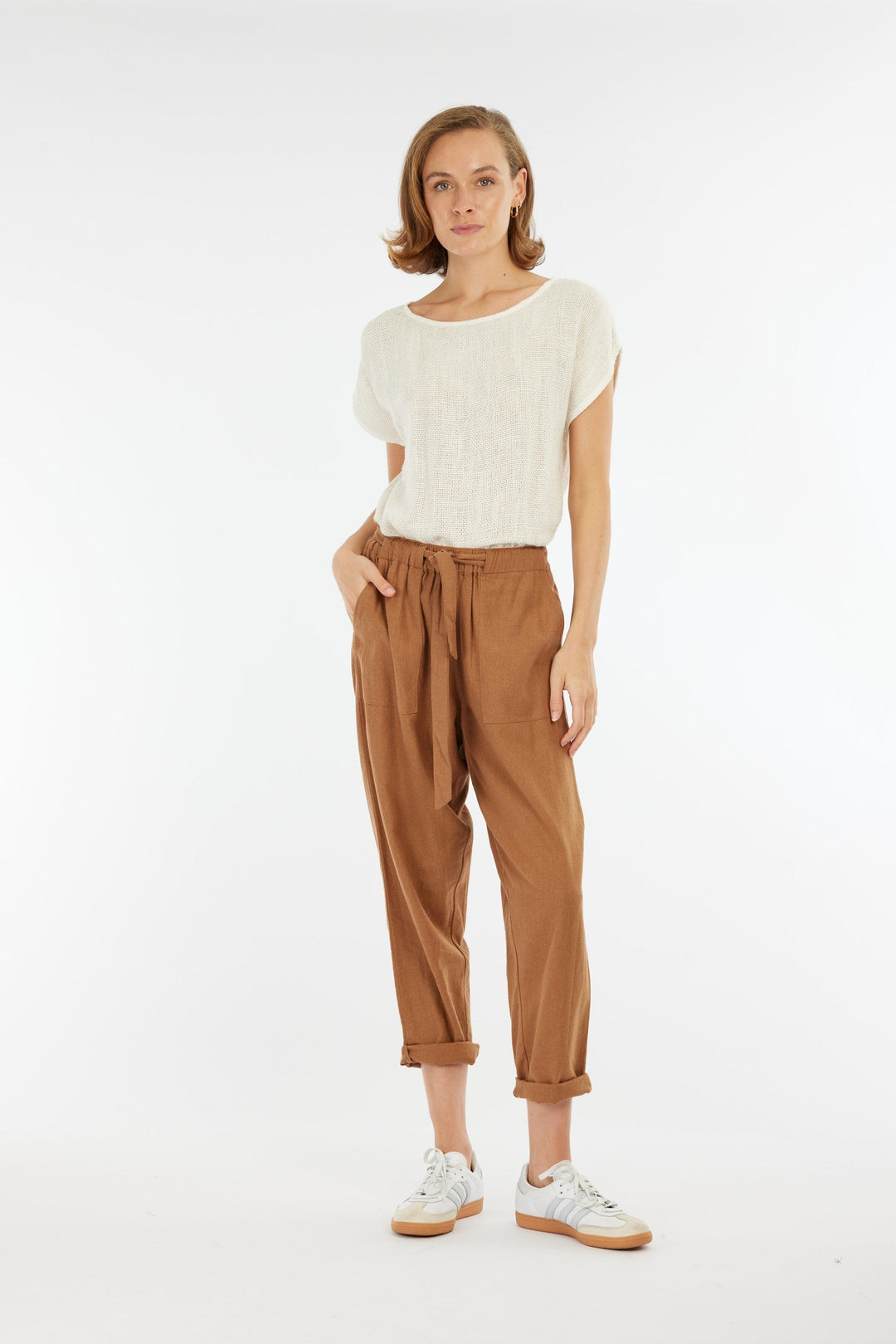 Carbon Tuscan Linen Pant - Toffee