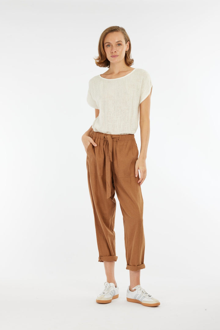 Carbon Tuscan Linen Pant - Toffee
