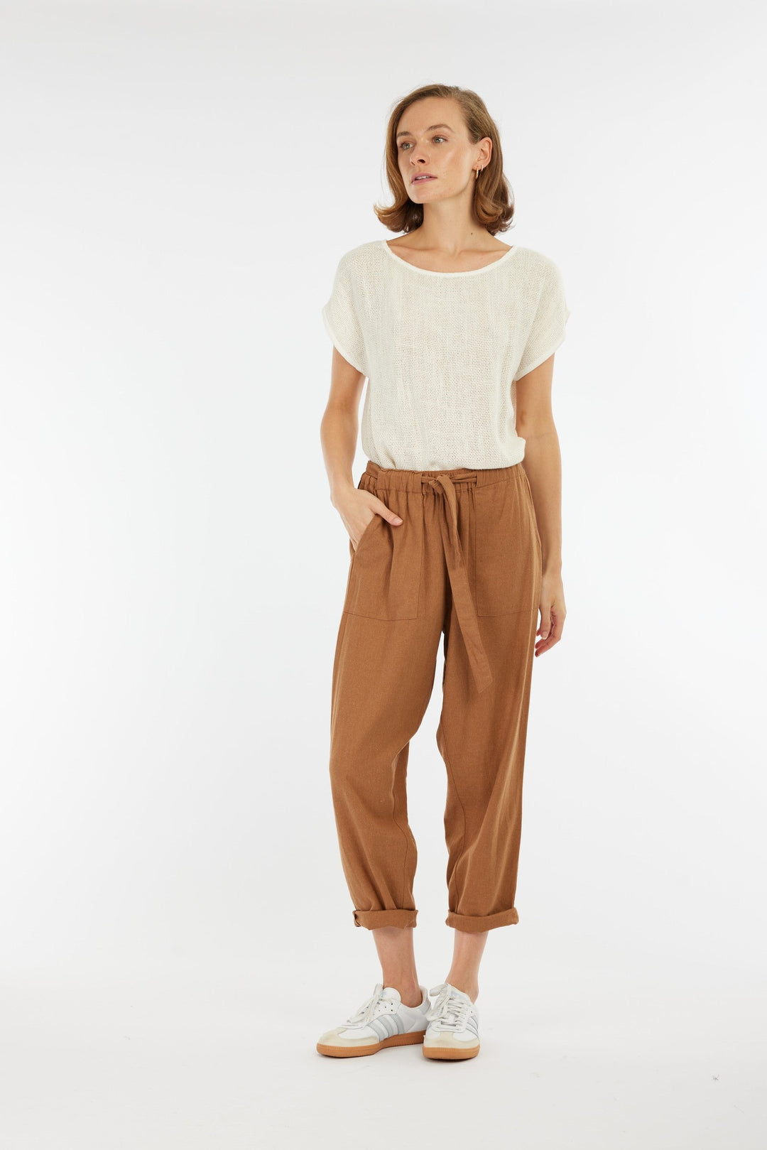 Carbon Tuscan Linen Pant - Toffee