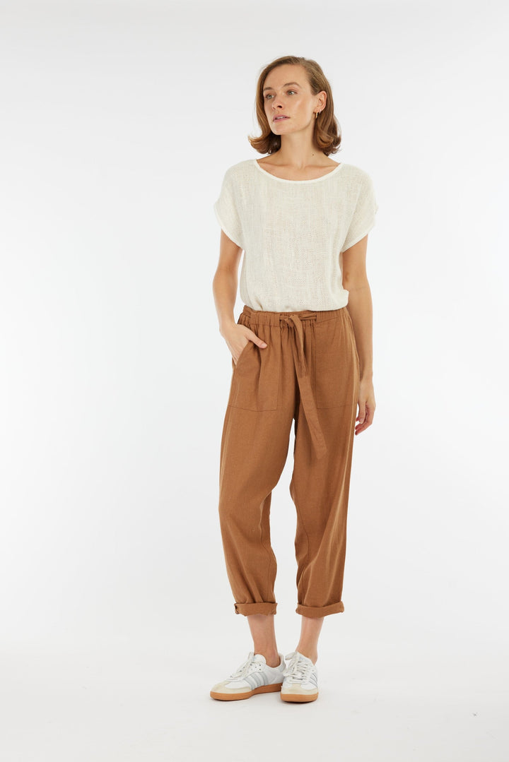 Carbon Tuscan Linen Pant - Toffee