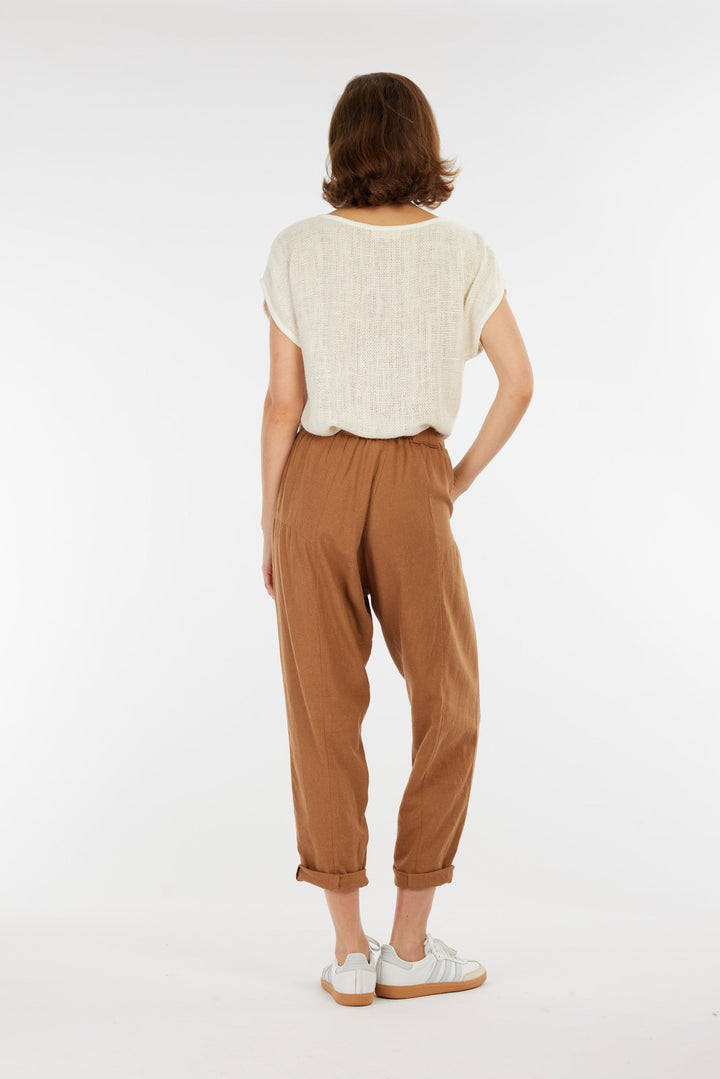 Carbon Tuscan Linen Pant - Toffee